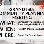 GRAND ISLE COMMUNITY PLANNING MEETING